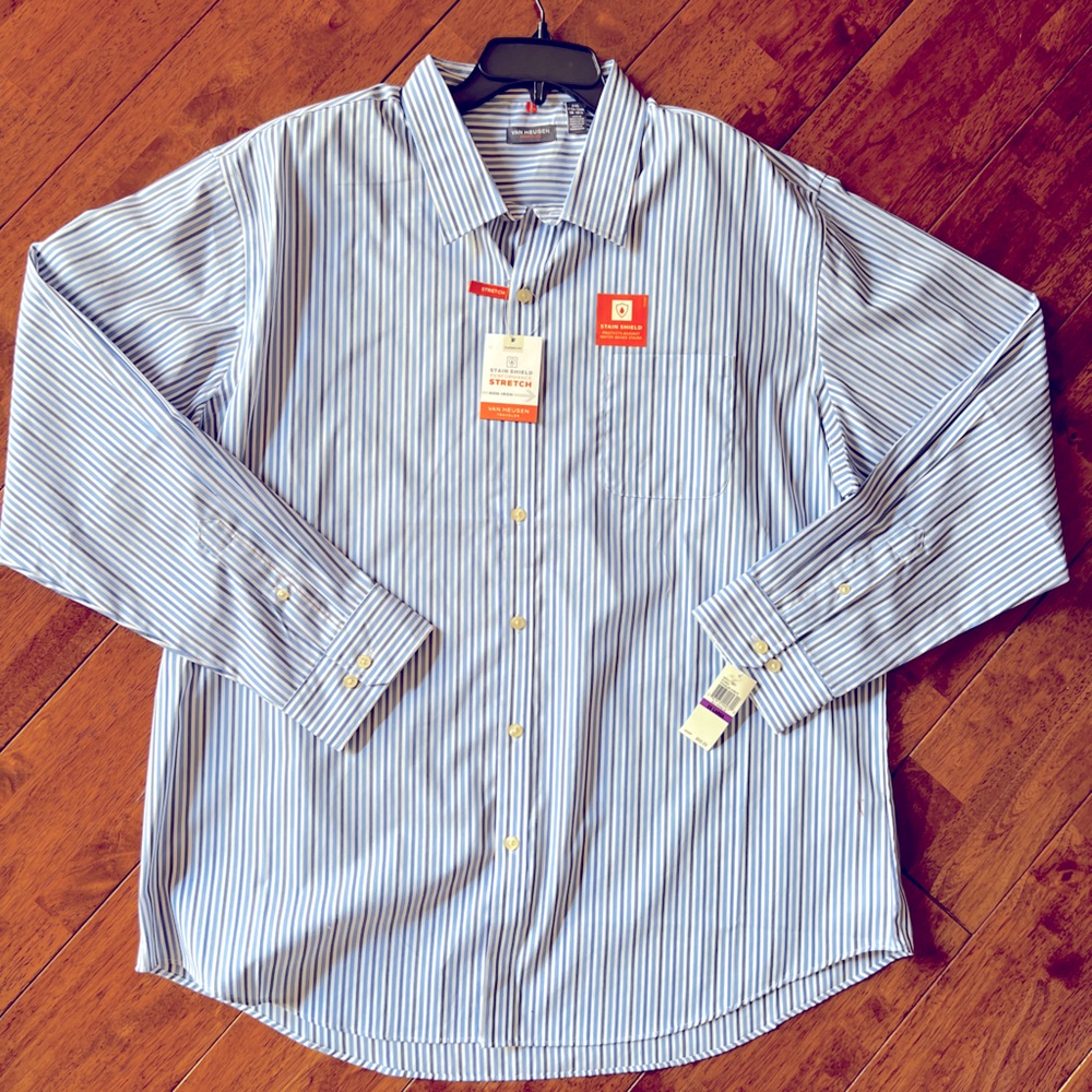 Van Heusen Dress Shirt XXL LIGHT Blue New with tags, 18-18.5 neck